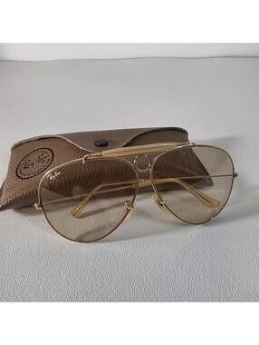 1970s 62mm B&L RAY-BAN BROWN SELF DARKENING GLASS UV SHOOTERS SUNGLASSES READ